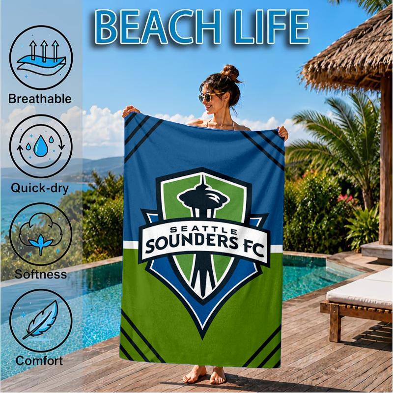 Fc Crest Design Printed Microfiber Beach Towel, Soft And Absorbent, Quick-Dry, Ideal for Summer Travel, Beach Essential, Swimming Pool