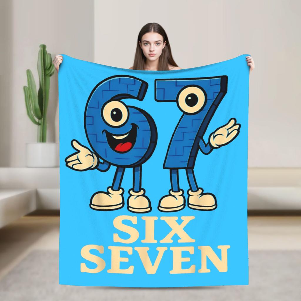 Warm Blanket Travel 67 Six Seven 6 7 Funny Italian Brainrot Gaming Meme Throw Blanket  Flannel Bedspread For Bedroom Bed Cover