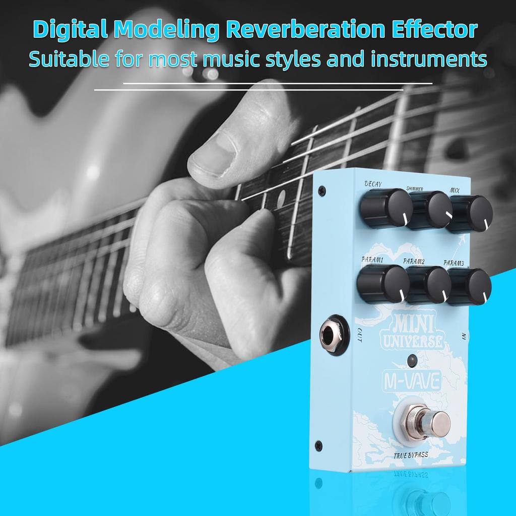 Guitar Effect Pedal Digital Reverb Pedal Digital Modeling Reverb Effector with 9 Mode Reverb Selection for Guitar Bass - MINI-UNIVERSE