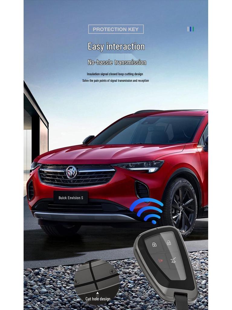 Metal Shell Snap Button Key Case for Buick Envision S and GS 2022 Models