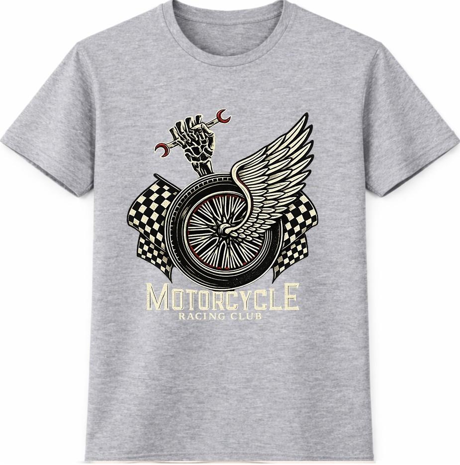 Motorcycle Racing T Shirt Winged Wheel Vintage Biker Motorbike Graphic Tee