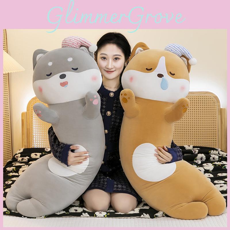 Sleeping Shiba Cap Inu Dog Plush Toy Stuffed Pillow Animal Doll Decor Bedroom