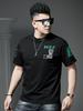 Ozhouzhan Summer New Men's Bear Hot Drilling Print Round Neck Short Sleeve T-shirt Fashion Brand Top Half Sleeve T-shirt