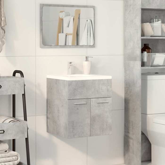 VidaXL Armoire de lavabo de salle de bain gris béton 41x38,5x46 cm, placard lavabo de salle de bain, meuble de salle de 856204