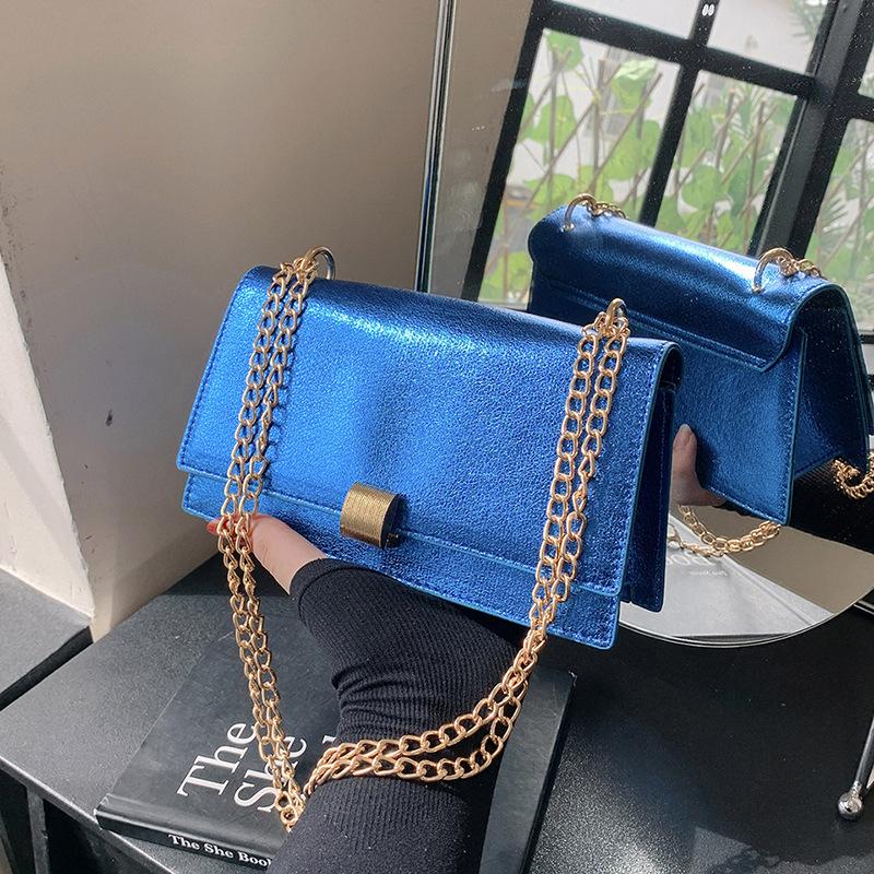

New texture foreign style simple bag women s 2024 new popular Korean version single shoulder crossbody fashion chain small square bag синій