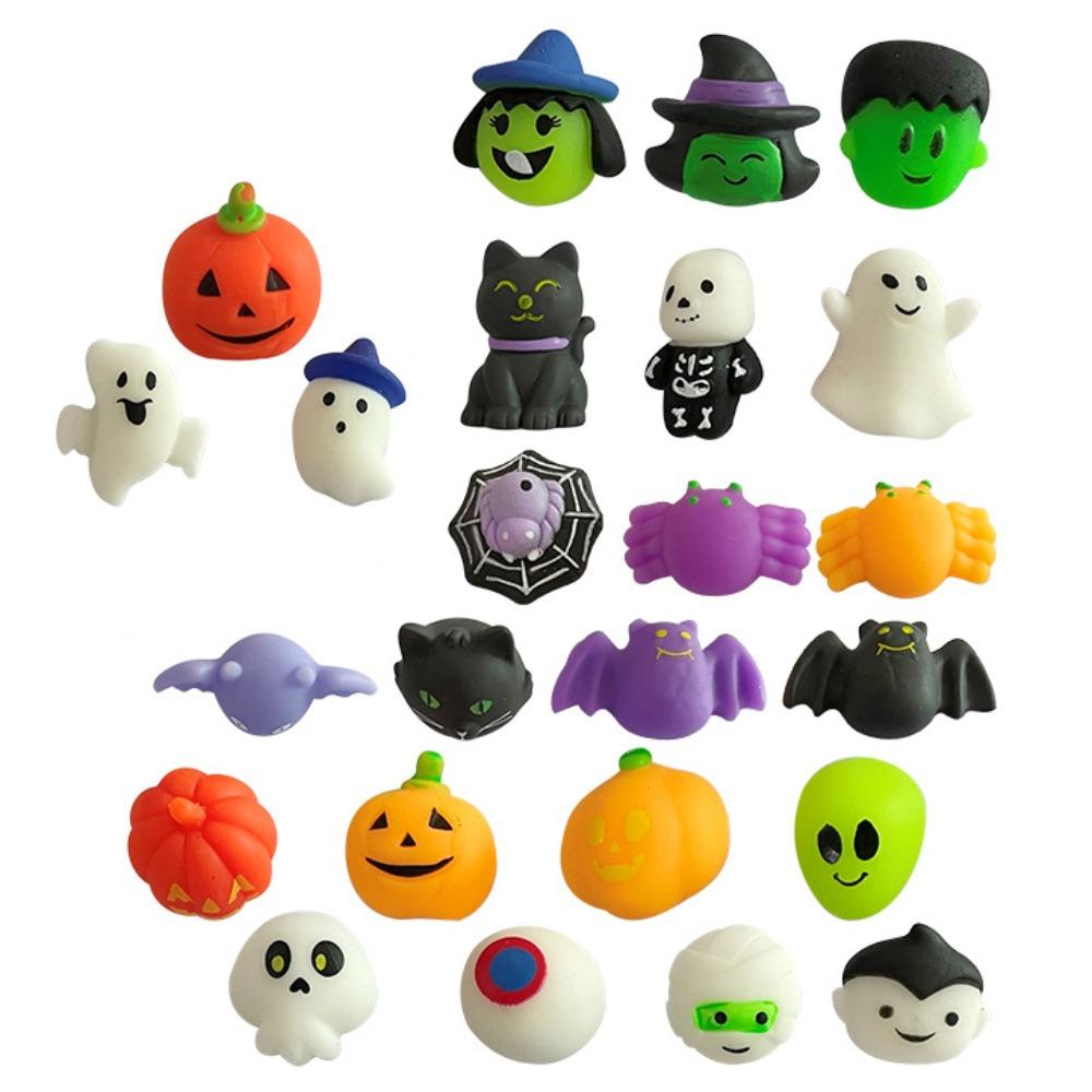 24/36Pcs/Set Mini Ghost Squishy Toy Random Realistic Pumpkin Pinch TPR Fidget Toy Set Party Favor