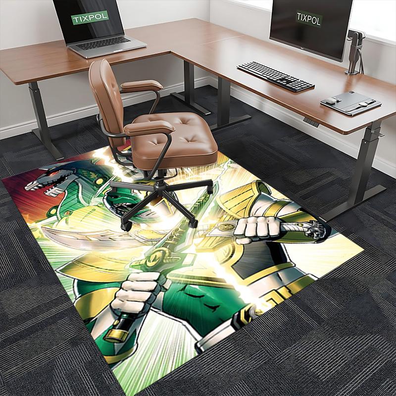 1pc Power Rangers Green Ranger Anime Cartoon Design Office Chair Mat Non-Slip Carpet for Home Decor, Suitable for Office, Living Room, Bedroom, Game R