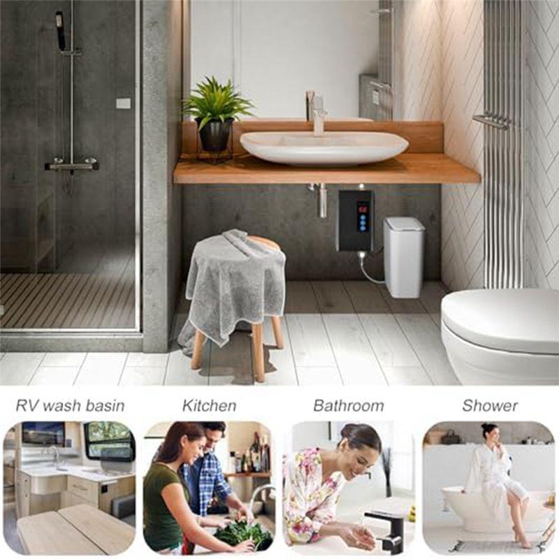 A20F-Tankless Water Heater Electric, 3000W 110V Instant Hot Water Heater With Remote Control Digital Display US Plug