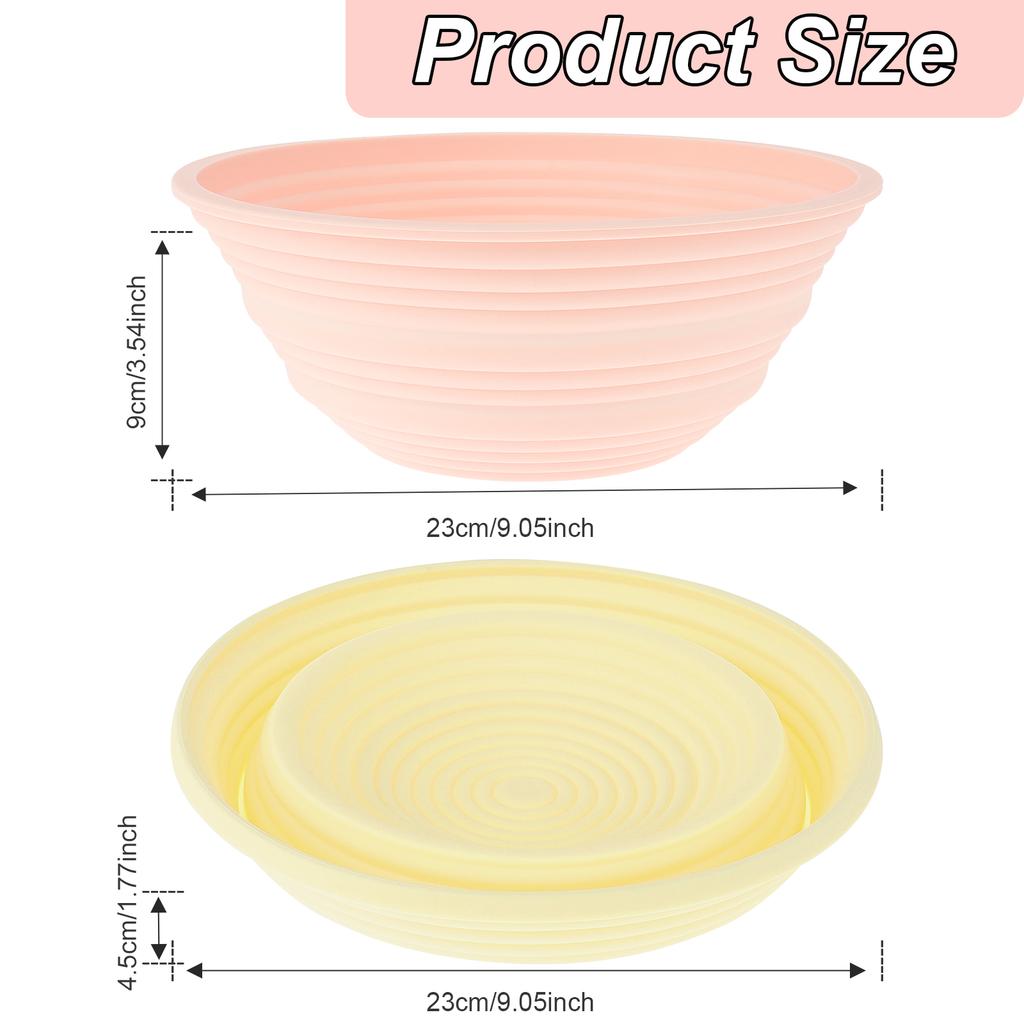 Silicone Banneton Bread Proofing Baskets, Round Foldable Sourdough Baking Basket 9 Inch Bread Making Proofing Bowls