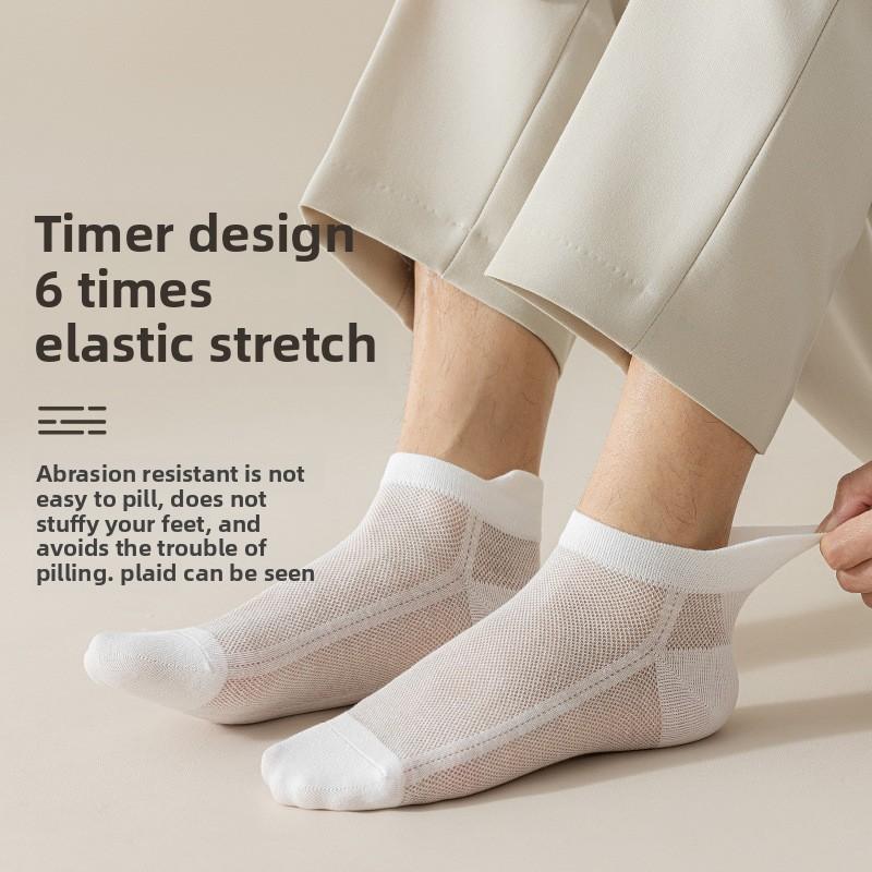 5 Perechi Șosete Bărbați Medii Tub Scurt Vară Plasă Respirabile Călcâi Subțire