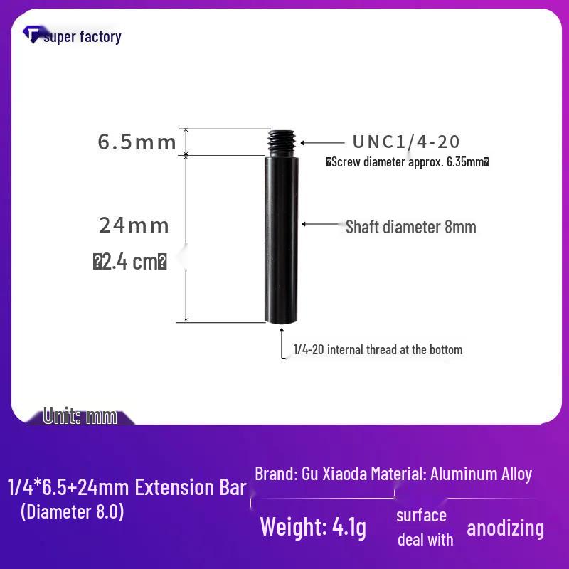 

Aluminum Alloy Light Stand Extension Rod with 1/4 Screw, 3/8 Interface for Tripod & Camping Modifications