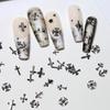 Sada 3D šperků na nehty Chrome Hearts: Tmavý kříž Mix & Match Nositelné kovové doplňky