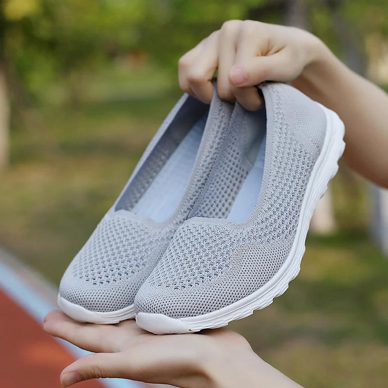 Fashion Women Summer Shoes Fashion Mesh Flat Shoes Breathable Non Slip Daily Casual Shoes Elegant and Simple Slip in Loafers Hot Selling