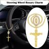 Steering Wheel Rosary Charm Accessory, Charm for Car Rearview Mirror, Catholic Rosary Hanging Pendant with Crucifix Cross, Virgin Mary Charms & Rope