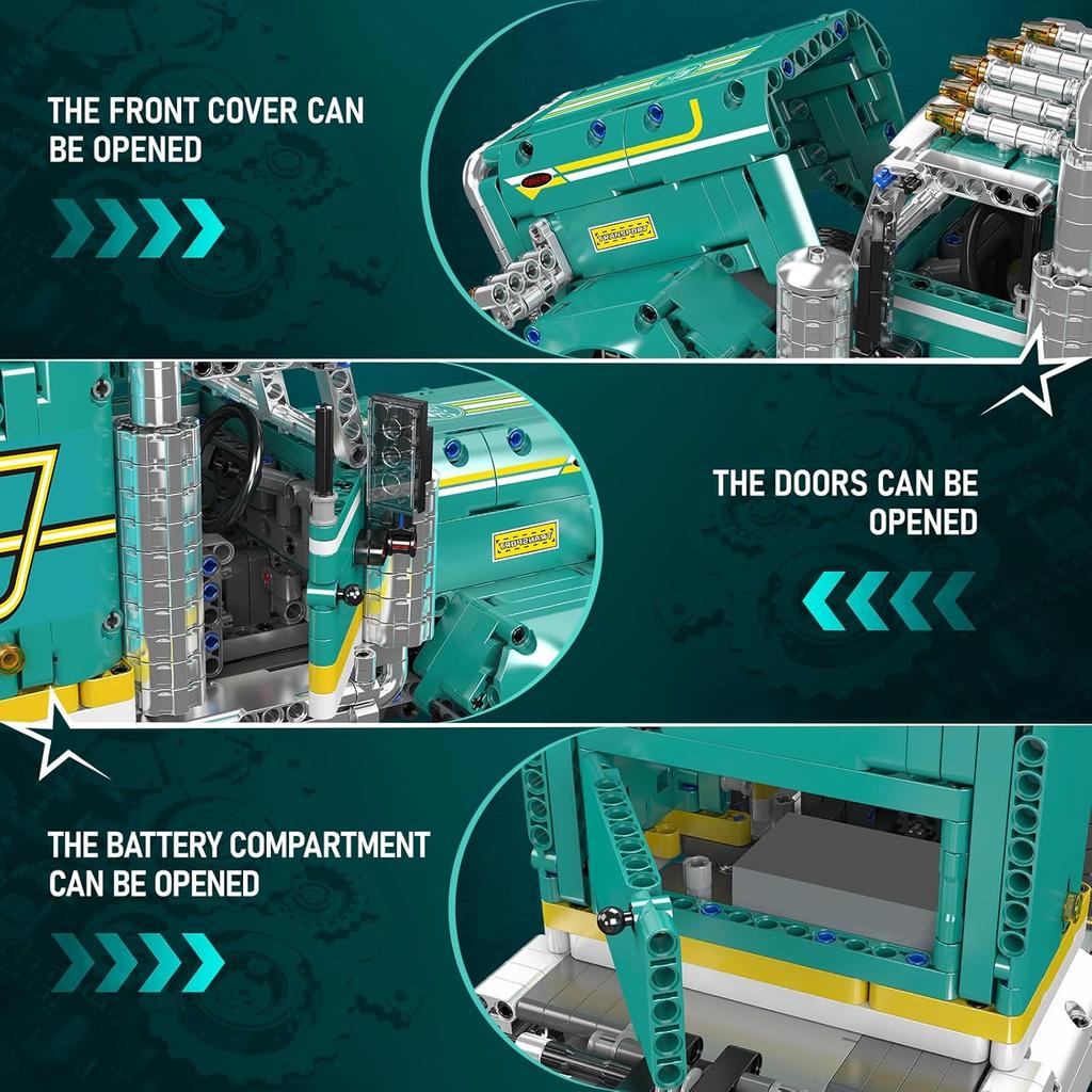 Mould King 13201 Truck Building Blocks Kit, APP&RC Controlled Mobile Trailer Model Kit, Adult and Youth Collection Gift (2064+Psc)