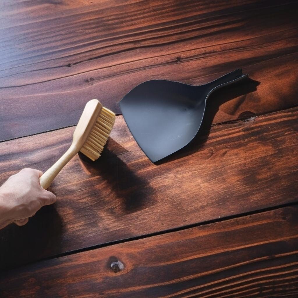 Eco Wooden Dust Pan With Brush For Cleaning Up Dust And Garbage