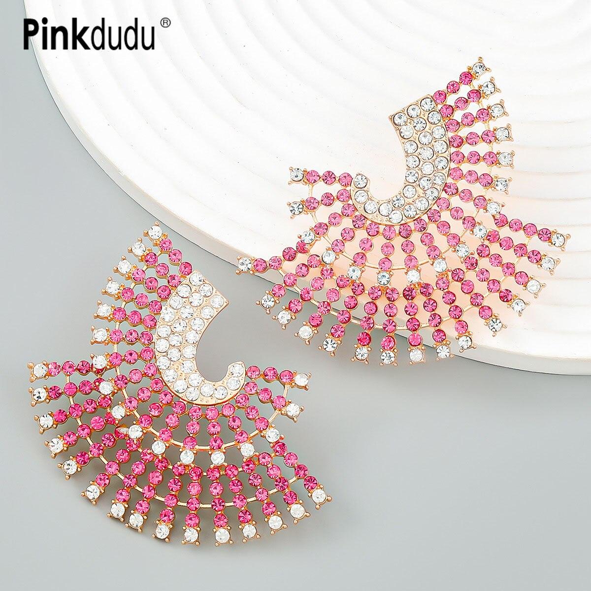 

Pinkdudu розовые многослойные серьги-гвоздики с подсолнечником, преувеличенные 3 цвета, геометрические серьги с цирконом для женщин, ювелирные изделия PD1510