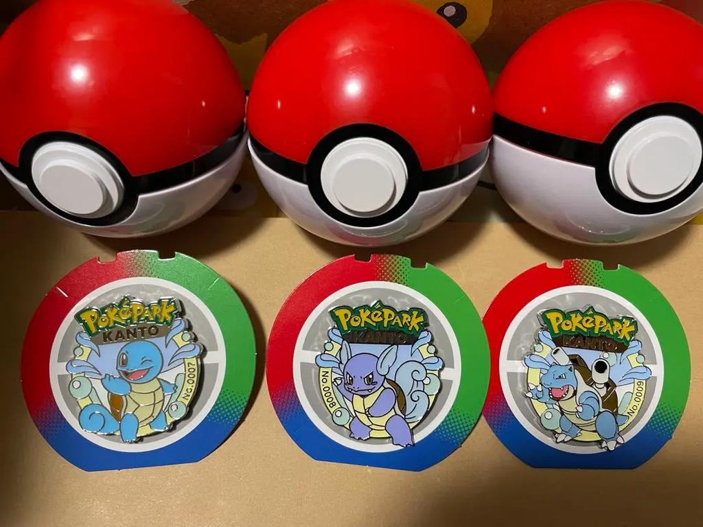 Pokepark Kanto Limited Pokemon Squirtle Wartortle Blastoise Set Pin Badge