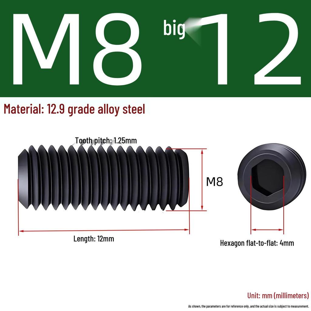 Grade 12.9 Hex Socket Headless Set Screw (M3-M16)