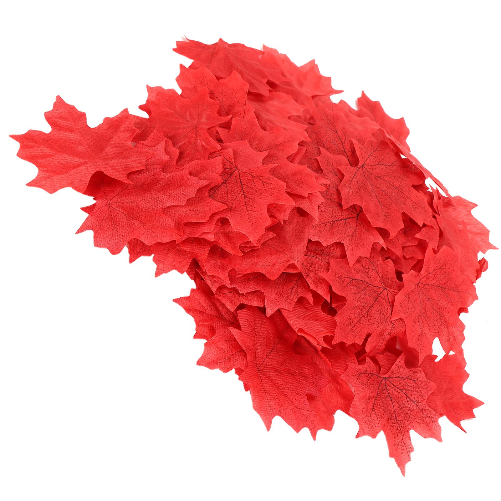 

100 шт./пакет искусственных кленовых листьев для Дня благодарения, осенние листья, свадебный стол, декор, красный красный