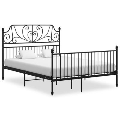Vidaxl Bed Frame, Black, Metal, 160X200 Cm