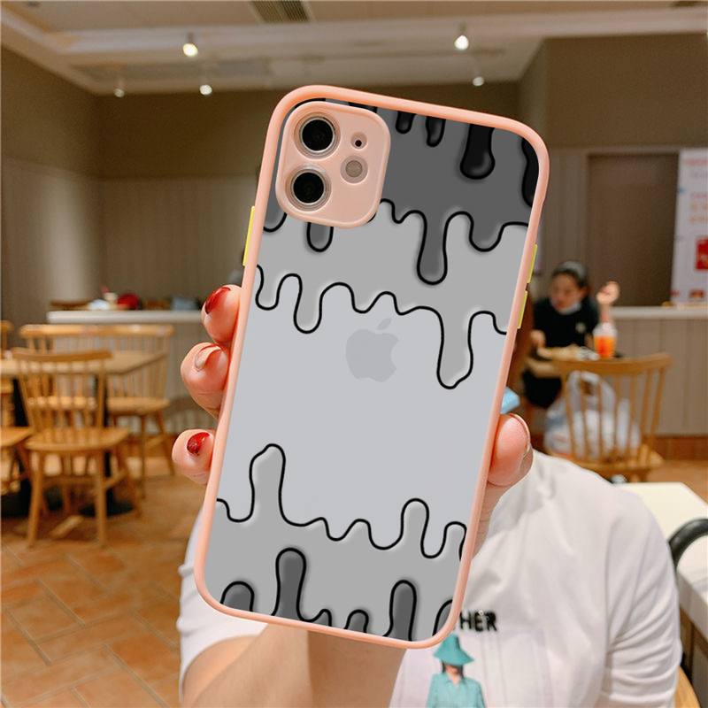 Melted Colorful Painting Phone Case for iPhone X XR XS 7 8 Plus 11 12 13 pro MAX 13mini Translucent Matte Case