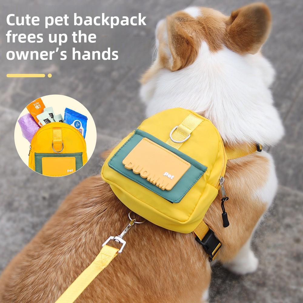 Dog leash Cartoon schoolbag Outdoor travel Pet self-backpack Pet supplies Dog leash