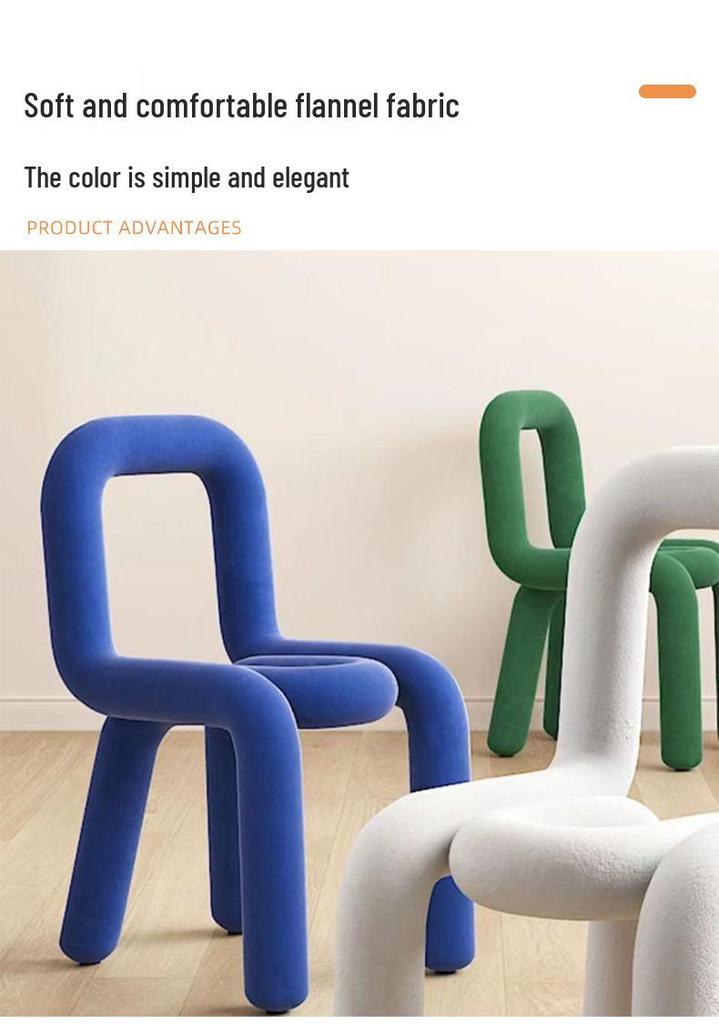 Creative Designer Vanity Chair with Backrest for Bedroom, Bold and Irregular Shape Leisure Stool