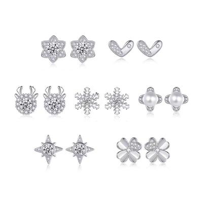 S999 Reinsilber Wochenohrringe Mode Selbstausgewähltes Allround-Geschenkset Sterlingsilber-Ohrringe