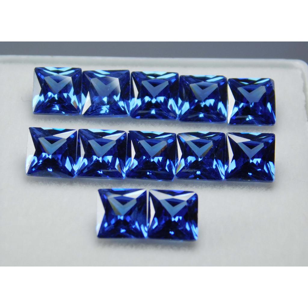 7x5 mm Natural 12 PCS Loose Gemstone CERTIFIED Rare Blue Sapphire Square Cut MULTTIQ135