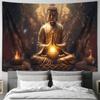Golden Buddha Meditation Zen Spiritual Art Wall Tapestry Machine Washable All Season Decor Art Print Religious Design Home