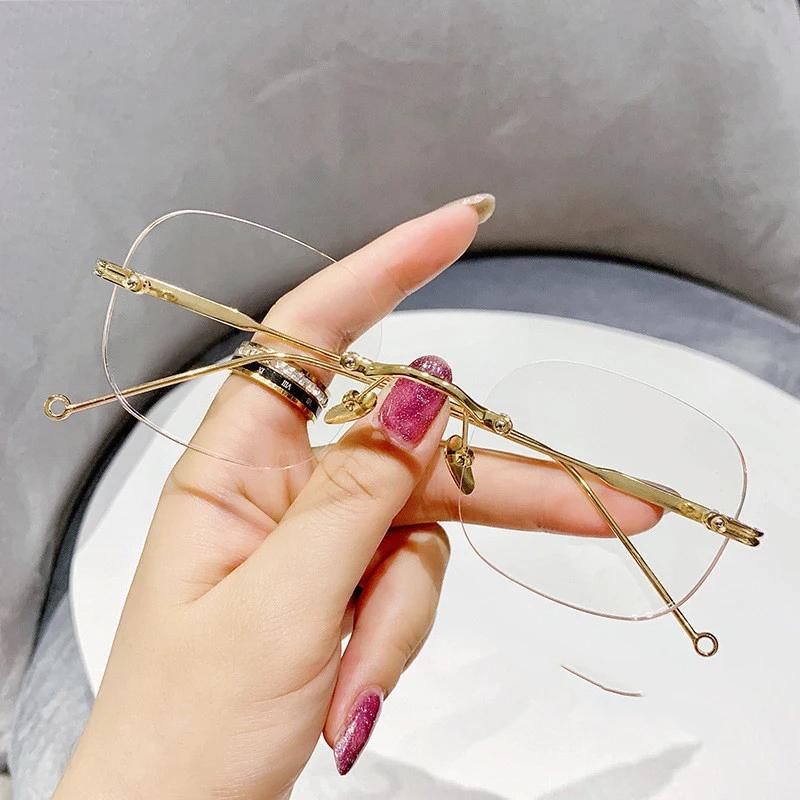 High Quality Myopia Glasses Unisex Square Frameless Frame Anti-blue Light Eyeglasses Nearsighted Prescription Eyewear Diopter