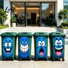 Holiday Trash Can Party Decorations Funny Cartoon Sticker Cute Big Eye Expression Decorative Removable PVC Stickers for Recycling Bins Adhesive