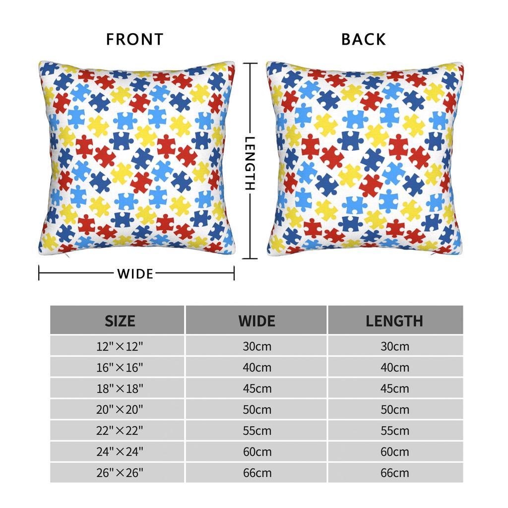 Pillow Case Simple White Autism Awareness Puzzle Print Pillow Cover For Sofa Car Home Decor Cute Funny Pillowcases