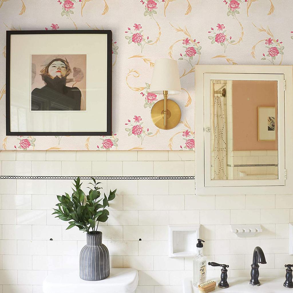 Floral Peel and Stick Wallpaper Rose Floral Self Adhesive Wallpaper Removable Contact Paper for Shelf Drawer Home Decor