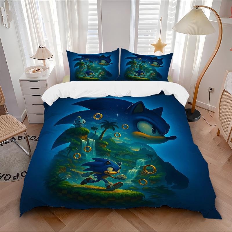 3pcs Sonic Duvet Cover Set, 1 Duvet Cover + 2 Pillowcases (No Insert), High-Definition Print, Home & Dorm Set yy251208022