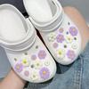 18PCS Fashion Shoe Charms Set Accessories Hole Shoe Buckle Summer Light Purple Fresh Daisy DIY Shoes Decorations for Bogg Bag