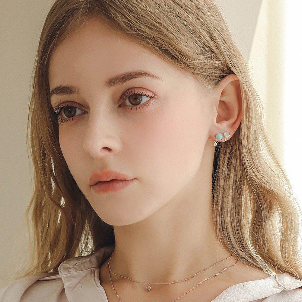 J.Lauren Aventurine Carnelian Silver One-Touch Earrings M03684