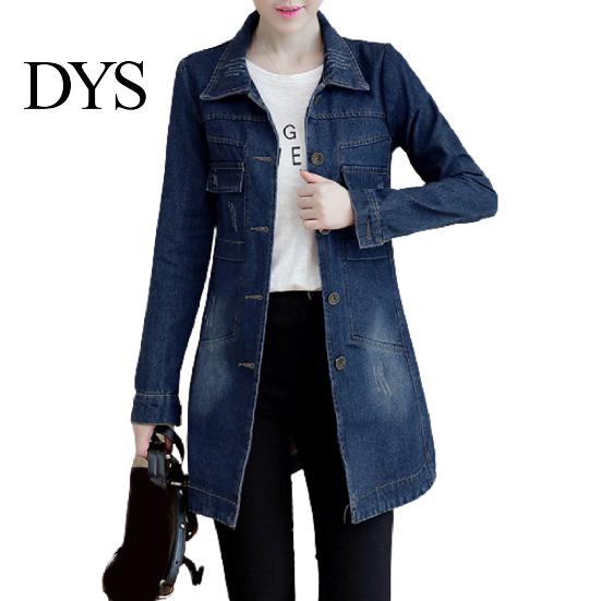 Chaqueta Cuello Solapa Bolsillos con Solapa Denim Encogimiento Ajustado Abrigo Resistente Dobladillo Irregular Largo Mujer Streetwear