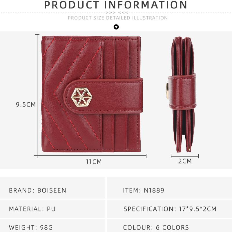 Women's Fashionn Short Purse Korean Style Snap Button Wallet Candy Color Coin Purse Multi-card Slots Billfold Pu Leather Card Holder