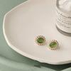 Gentle Green Cat Eye Oval Stud Piercing Earrings For Women Elegant Fashion New Jewelry Gift Party Beach Vacation