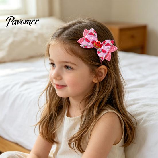 Girls Hair Accessories for Summer Cute Fruit Bow Clip, Artificial Leather Clips, Decorative Pins with Clips Matching Outfits