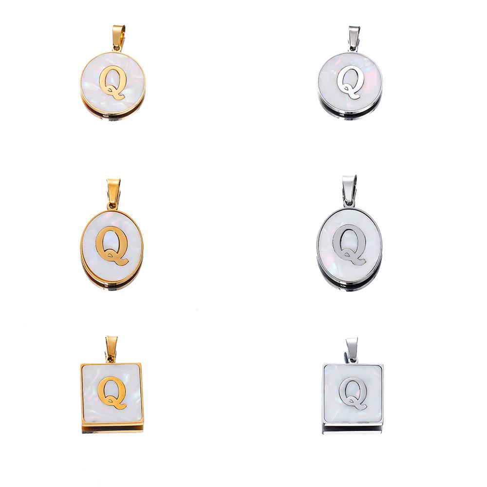 1Pcs Stainless Steel With Pinch Bail Clasps Imitation Pearl Letter Charms Pendant For Necklace DIY Jewelry Making Accessories