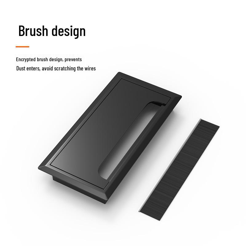 Black & White Square Plastic Desktop Cable Management Hole Cover - Dustproof Cable Entry Box