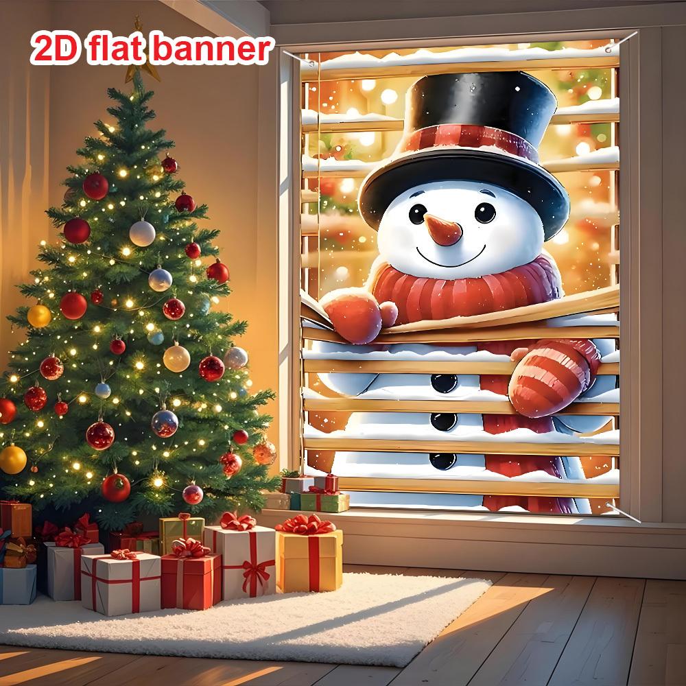 Weihnachtsfenster Hängendes Banner Dekoration Weihnachtsmann Weihnachtsbaum Feier Partyzubehör