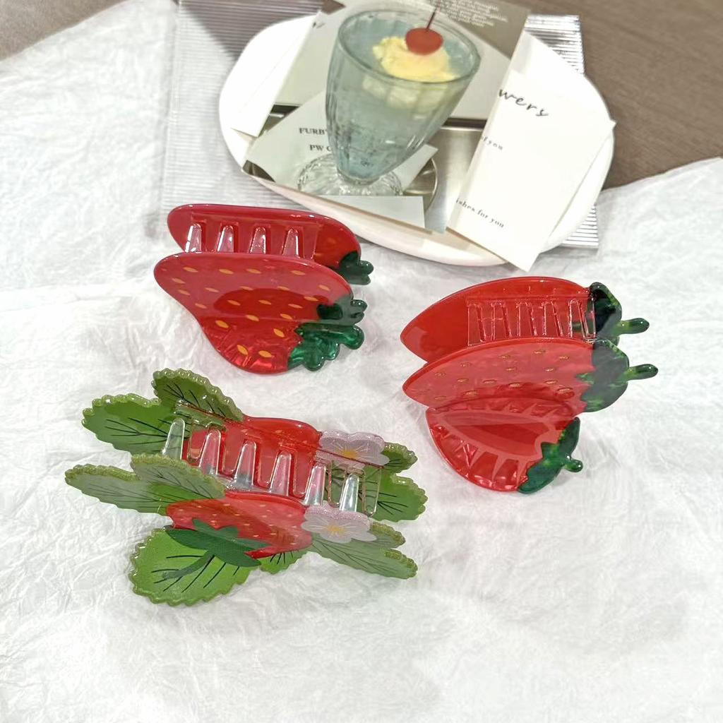Refreshing World Fruit Series Hair Claw Delicious Strawberry Eco-Friendly Hair Claw Clips Hair Accessories for Women Girls