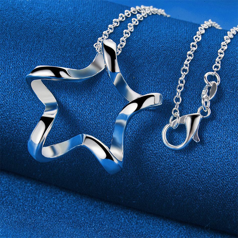 925 Sterling Silver 16-30 Inch Exquisite Twisted Star Pendant Necklace for Women's Wedding Fashion Jewelry Accessories Gifts