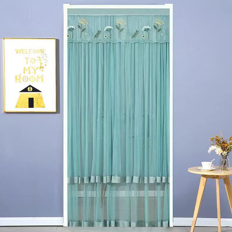 Lace Door Curtain: Anti-Mosquito, Insect-Resistant, Light-Filtering Mesh Partition for Bedroom & Kitchen, No-Punch Installation