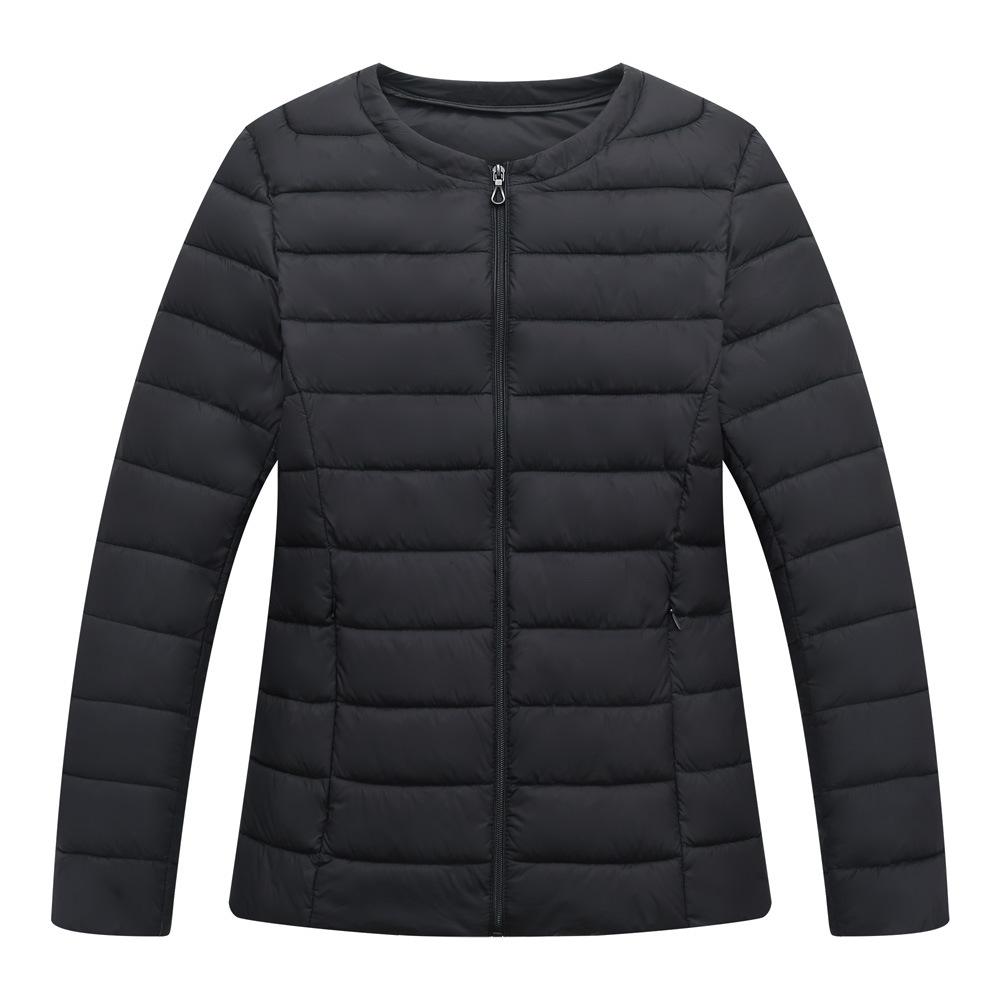 

Новый осенне-зимний легкий и теплый интерьер с женской короткой хлопковой курткой без воротника большого размера 5XL чёрный