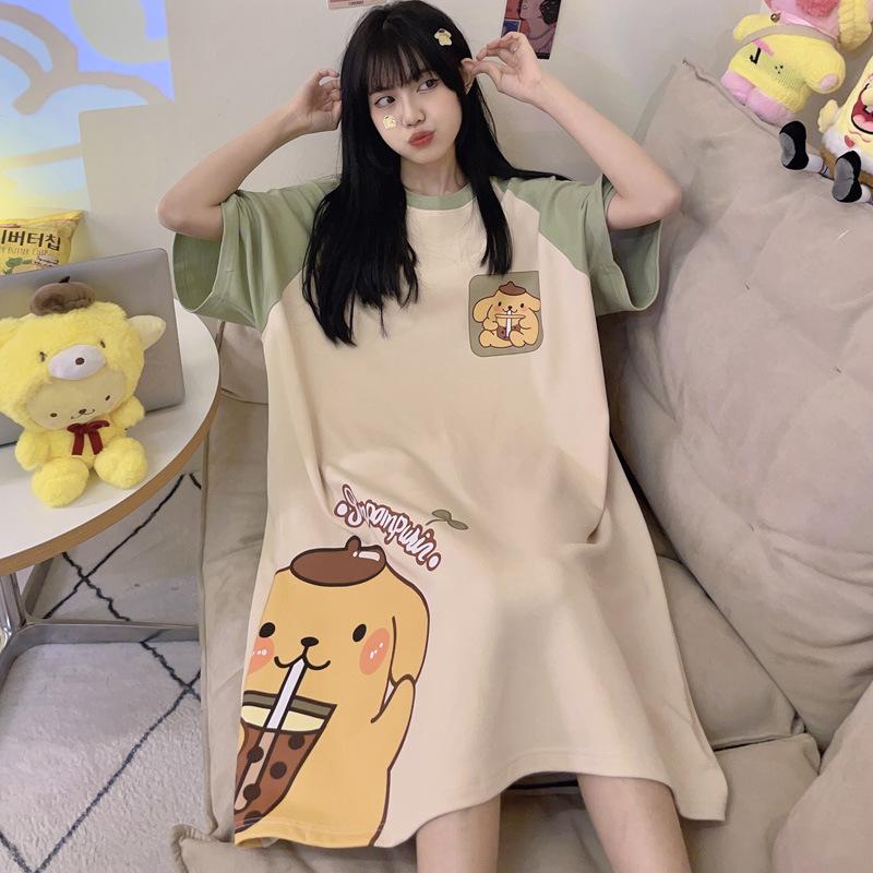 Pajamas Women's Summer Thin Pajamas Short Sleeves Large Size Fat Mm Medium and Long Pajamas Pajamas Loungewear